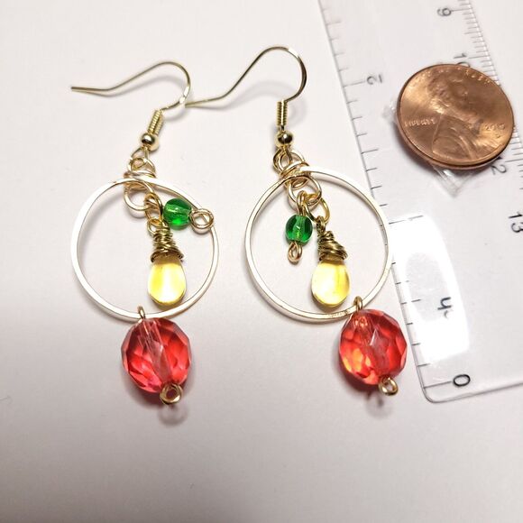 Artisan Earrings 043p# Calypso Hoops colorful dangle handmade artisan earrings H - Picture 4 of 5